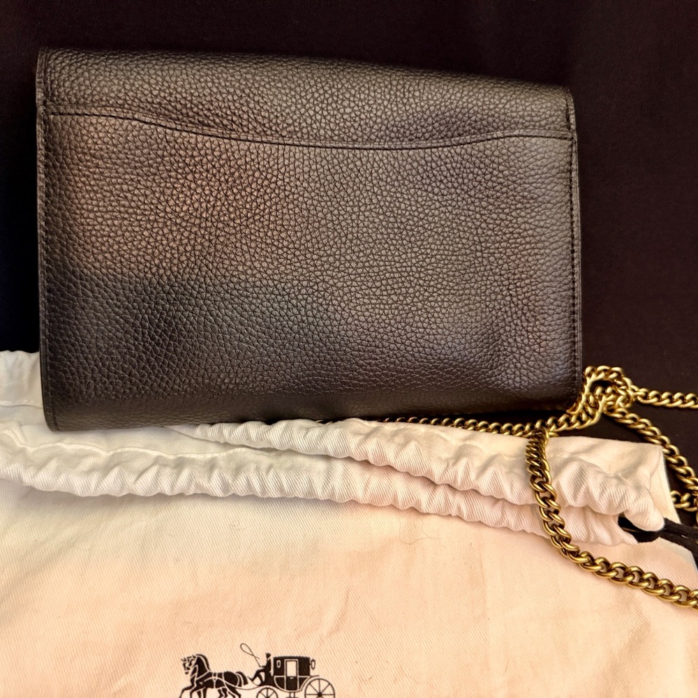 Coach Crystal C Tabby Chain Clutch Black & Gold - Picture 9 of 15